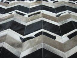 Cowhide Patchwork Rug Raw Leather Argentina, Free Shipping - Mix Of Black, Grey & Whites 8' X 10' Rugs - thumbnail 1