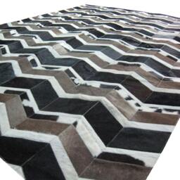 Cowhide Patchwork Rug Raw Leather Argentina, Free Shipping - Mix Of Black, Grey & Whites 8' X 10' Rugs - thumbnail 2
