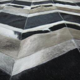 Cowhide Patchwork Rug Raw Leather Argentina, Free Shipping - Mix Of Black, Grey & Whites 8' X 10' Rugs - thumbnail 4