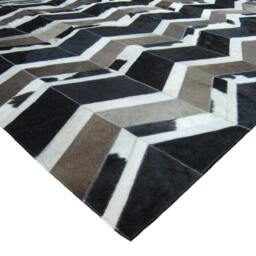 Cowhide Patchwork Rug Raw Leather Argentina, Free Shipping - Mix Of Black, Grey & Whites 8' X 10' Rugs - thumbnail 3