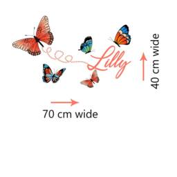 Personalised Butterfly Wall Sticker Girls Nursery Decal Custom Name Vinyl Decor - thumbnail 2