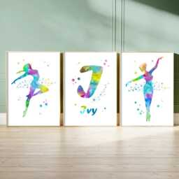 Personalised Ballerina Prints Watercolour Dancer Girl Bedroom Wall Art - thumbnail 4