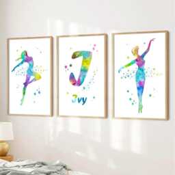 Personalised Ballerina Prints Watercolour Dancer Girl Bedroom Wall Art - thumbnail 3