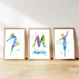 Personalised Ballerina Prints Watercolour Dancer Girl Bedroom Wall Art - thumbnail 1
