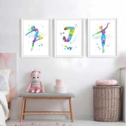 Personalised Ballerina Prints Watercolour Dancer Girl Bedroom Wall Art - thumbnail 2