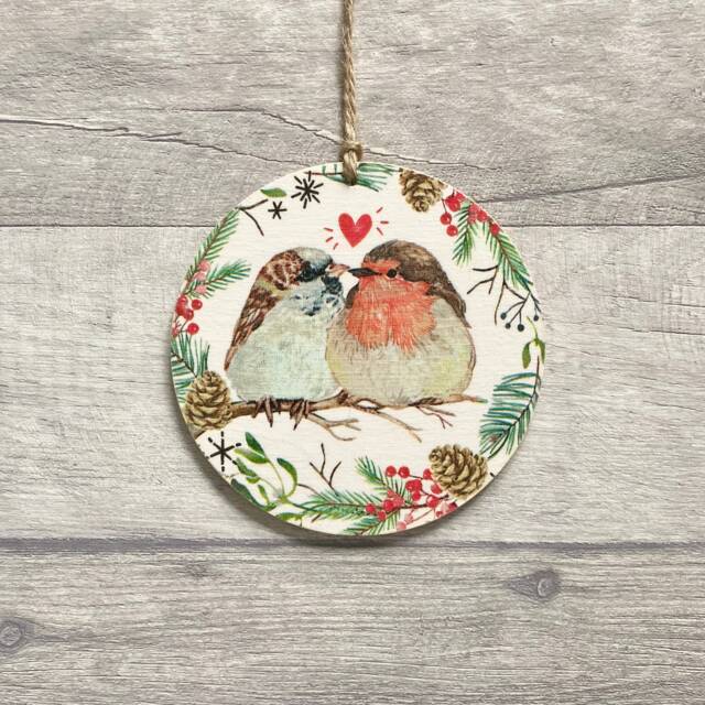 Christmas Robin Decoration, Winter Garden Bird Ornament, Sparrow Wall Decor, Gifts For Her - image 1