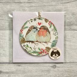 Christmas Robin Decoration, Winter Garden Bird Ornament, Sparrow Wall Decor, Gifts For Her - thumbnail 2