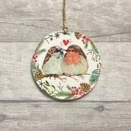 Christmas Robin Decoration, Winter Garden Bird Ornament, Sparrow Wall Decor, Gifts For Her - thumbnail 1