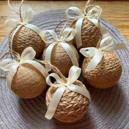 Christmas Rustic Set Ornaments Tree Toy Decoration Crochet Presents Home Decor Teacher Gift Bowl Filler - thumbnail 3