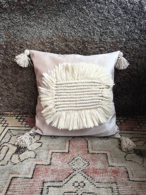 Macrame Pillow Cover, Macrame Case, Macrame Cushion, Boho Style Bohomian, Wedding Decor, Home Decor, Decorative Pillow, 17x17 Inch - image 1