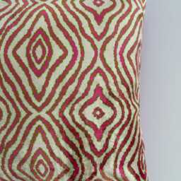 Silk Velvet Cushion Cover, Pink Ikat Pillow, Turkish Jacquard Cushion, Decorative Pillowcase 16''x16''/40x40 cm - thumbnail 2
