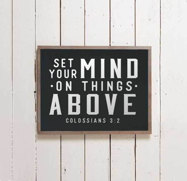 Set Your Mind On Things Above Sign, Scripture Bible Signs, Wall Fathers Day Gift, Boys Room, Room Decor, Office Sign - image 1