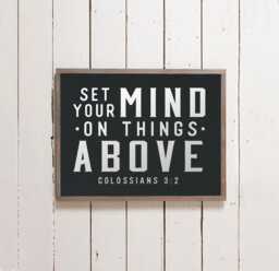 Set Your Mind On Things Above Sign, Scripture Bible Signs, Wall Fathers Day Gift, Boys Room, Room Decor, Office Sign - thumbnail 1