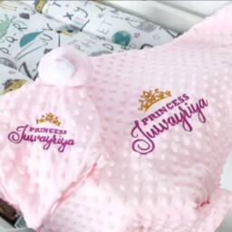 Personalised Baby Blanket & Comforter - Name Embroidery Popcorn