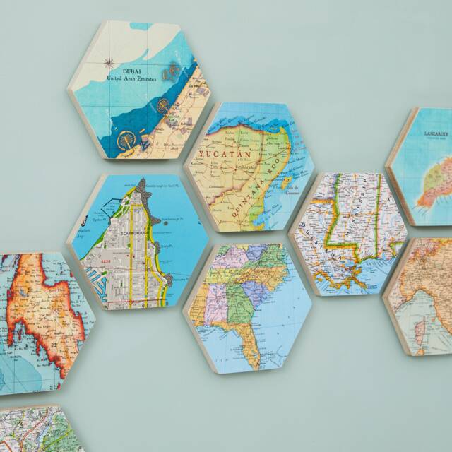 Wall Art Tile Hexagons, Custom Map Gift, Travel Gift For Him, Hexagon World Block, Personalised Home Decor For A Couple - image 1