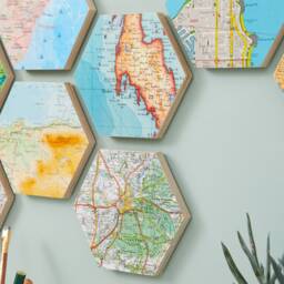 Wall Art Tile Hexagons, Custom Map Gift, Travel Gift For Him, Hexagon World Block, Personalised Home Decor For A Couple - thumbnail 2