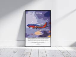 Southwest Boeing 737 Poster, Boeing Artwork, Gift For Pilot, Aviation Poster, Gift, Airliner, Airplane, Plane - thumbnail 1