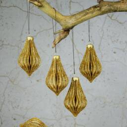 Vintage Book Paper Baubles, Christmas Honeycomb Ornament, Handmade Set Of 5 - thumbnail 2