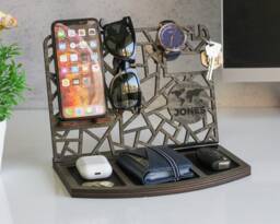 Charging Dock Station L Personalized Stand Wooden Lawyer Gift Organizer For Men For Groomsmen Cell Phone