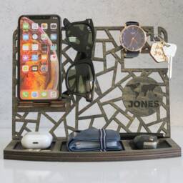 Charging Dock Station L Personalized Stand Wooden Lawyer Gift Organizer For Men For Groomsmen Cell Phone - thumbnail 2
