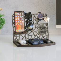 Charging Dock Station L Personalized Stand Wooden Lawyer Gift Organizer For Men For Groomsmen Cell Phone - thumbnail 3