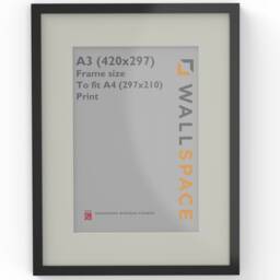 A3 Thin Black Frame With A4 White Mount - & For Image/Photo Picture - thumbnail 1