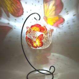 Gradient Orange Butterfly, Hand Painted Glass Candle Holder, Unique Butterfly Gift For Home - thumbnail 1
