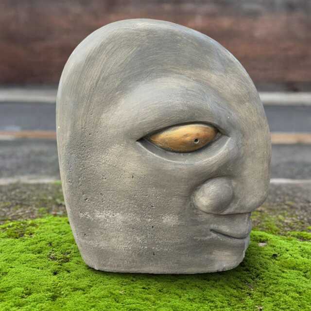 Abstract Concrete Face Statue Mystical Head Cement Sculpture Handmade Stone Figure Modern Outdoor Garden Ornement Unique Yard Art Gift - image 1