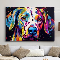 Colourful Dalmatian Dog Pet Abstract Modern Oil Painting Wall Art, Framed Canvas Poster Print, Home Kitchen Office Room Decor, Gifts - thumbnail 1