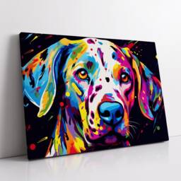Colourful Dalmatian Dog Pet Abstract Modern Oil Painting Wall Art, Framed Canvas Poster Print, Home Kitchen Office Room Decor, Gifts - thumbnail 2