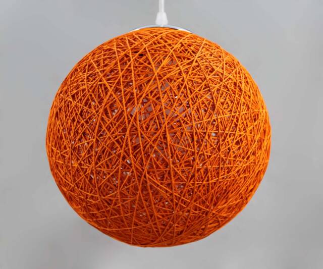 Orange Paper Rope Pendant Light Spherical Chandelier, Customizable Colors - image 1