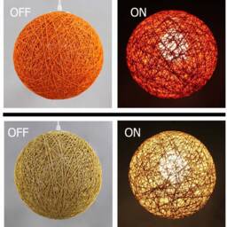 Orange Paper Rope Pendant Light Spherical Chandelier, Customizable Colors - thumbnail 2