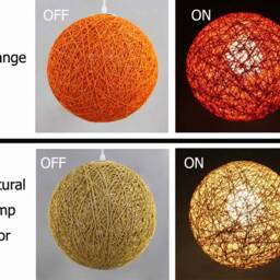 Orange Paper Rope Pendant Light Spherical Chandelier, Customizable Colors - thumbnail 3