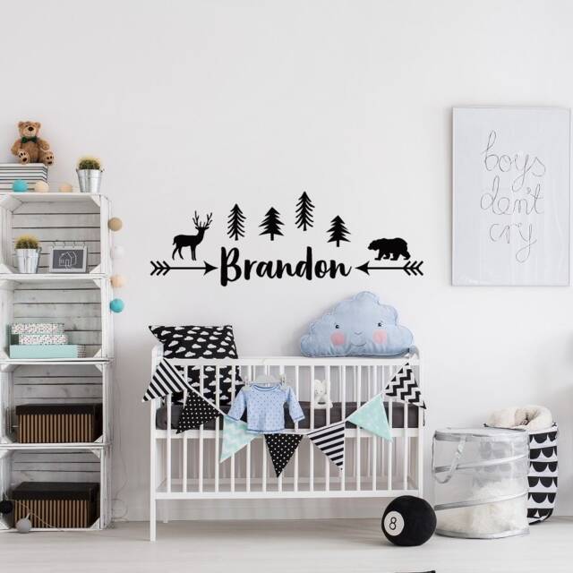 Personalized Woodland Name Wall Decal - Forest Nursery Ww224 - image 1