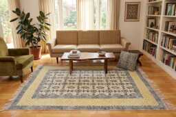 Moroccan Cotton Rug - Handmade Indian Boho Area 8x10 Ft - thumbnail 1