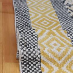 Moroccan Cotton Rug - Handmade Indian Boho Area 8x10 Ft - thumbnail 3