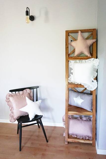 White Linen Pillow With Ruffles, Boho Decorative Cushion, Neutral Home Decor - image 1