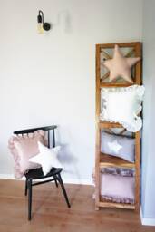 White Linen Pillow With Ruffles, Boho Decorative Cushion, Neutral Home Decor - thumbnail 1