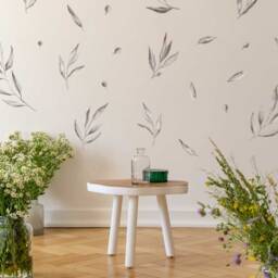 Grey Olive Leaves & Branches Wall Decals, Plastic-Free Stickers - thumbnail 2