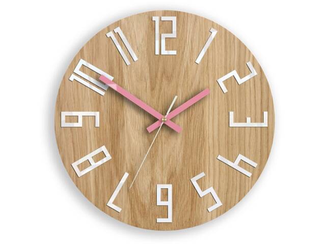 Wood Clock, Unique Wall Gift Unusual Modern Abstract Style, Industrial Decor, Slim_Wood_Pink - image 1