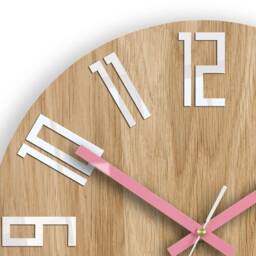 Wood Clock, Unique Wall Gift Unusual Modern Abstract Style, Industrial Decor, Slim_Wood_Pink - thumbnail 2