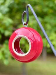 Ceramic Modern Bird Feeder, Hanging Feeders For Outdoor Birds, Rose Red - thumbnail 1