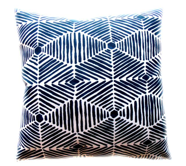 Navy Blue Geometric Pillow Cover - Modern Tribal Design, Outdoor Rated - image 1