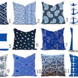 Navy Blue Geometric Pillow Cover - Modern Tribal Design, Outdoor Rated - thumbnail 2