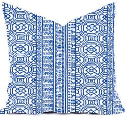 Navy Blue Geometric Pillow Cover - Modern Tribal Design, Outdoor Rated - thumbnail 3