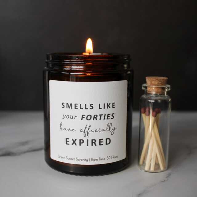 50Th Birthday Gift Candle, Smells Like Your Forties Have Expired Present - image 1