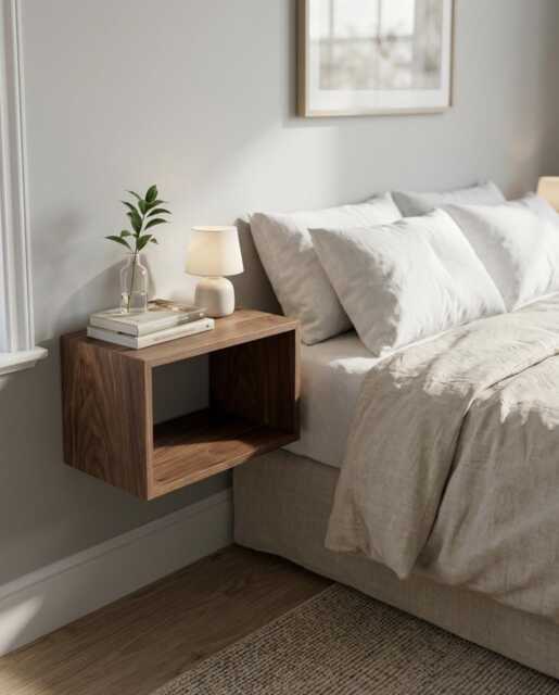 Solid Walnut Floating Bedside Table - image 1