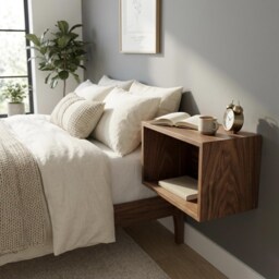 Solid Walnut Floating Bedside Table - thumbnail 4