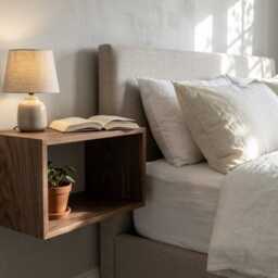 Solid Walnut Floating Bedside Table - thumbnail 3