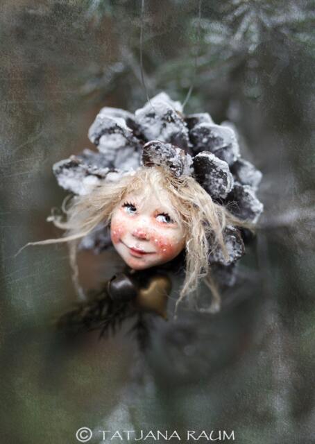 Pixie Girl Nele Handmade Decoration, Zapfenkind - image 1